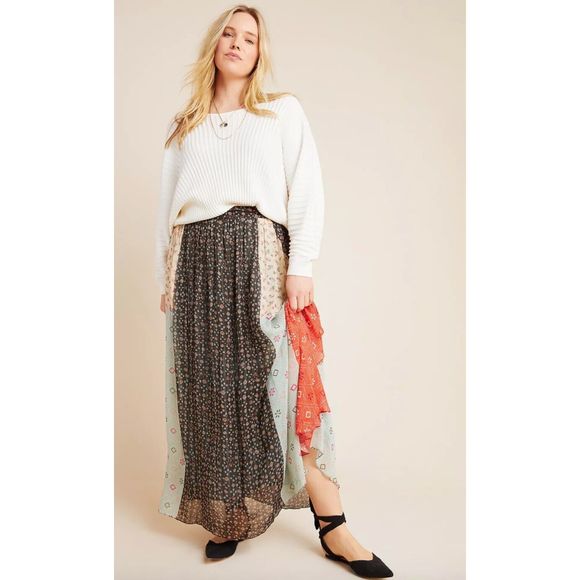 NWT Anthropologie Verb Pallavi Singhee Margot Pleated Floral Maxi Skirt Size 8 - Picture 6 of 11